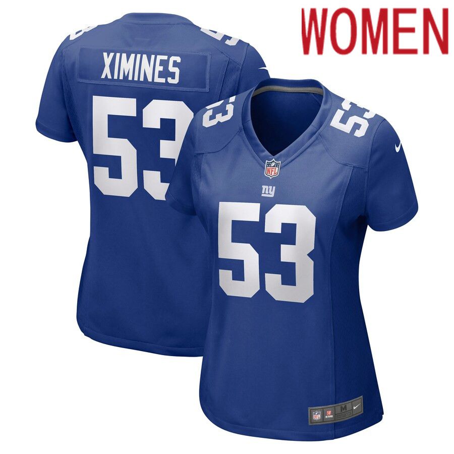 Women New York Giants 53 Oshane Ximines Nike Royal Game NFL Jersey
